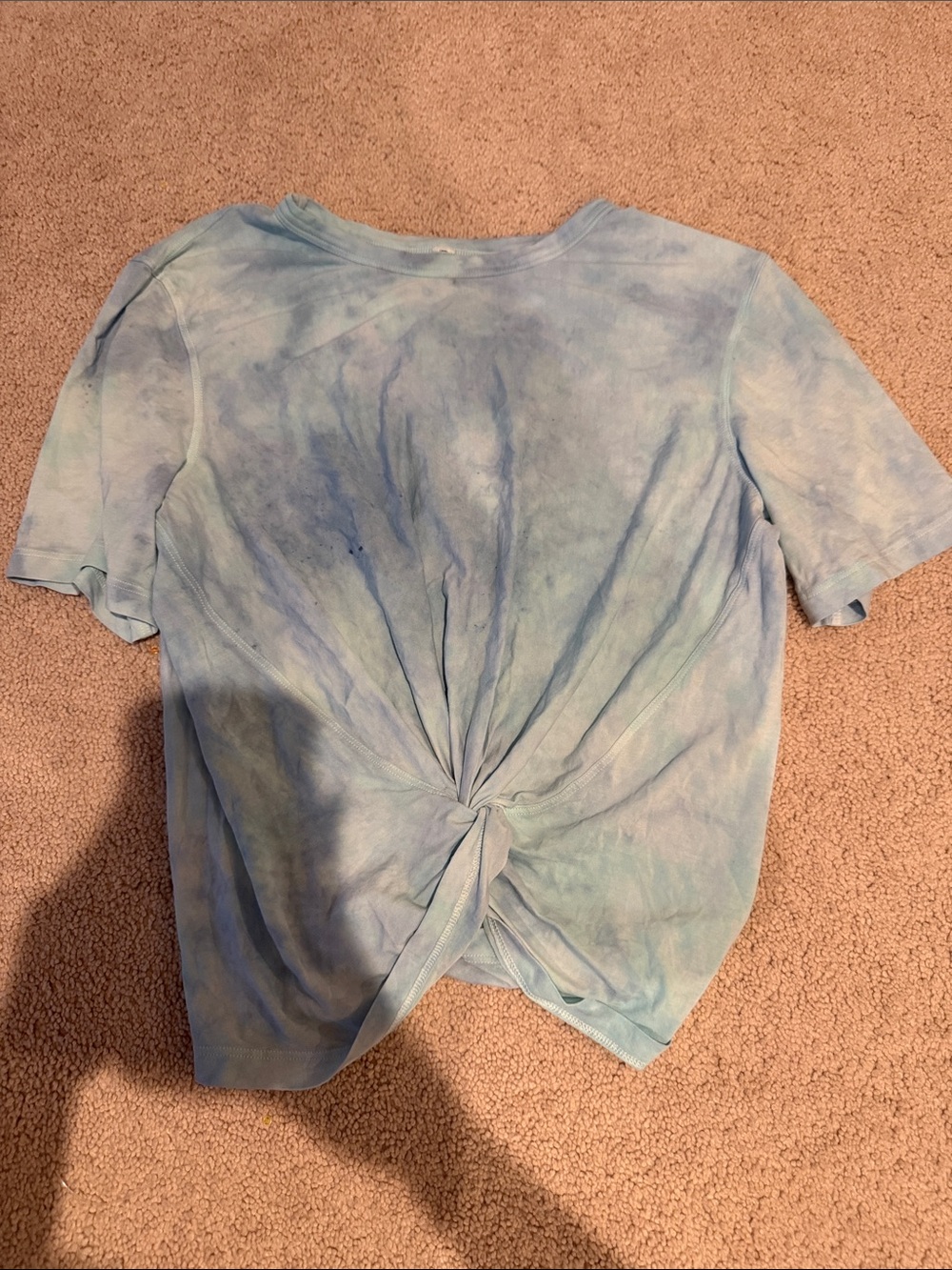 Tie Dye Lululemon- Tie-Back Short Sleeve Tee in Light Blue